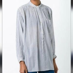 Isabel Marant Etoile Cotton Pop Over Striped Blouse